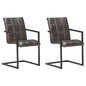 Cadeiras de jantar cantilever 2 pcs couro genuíno cinzento