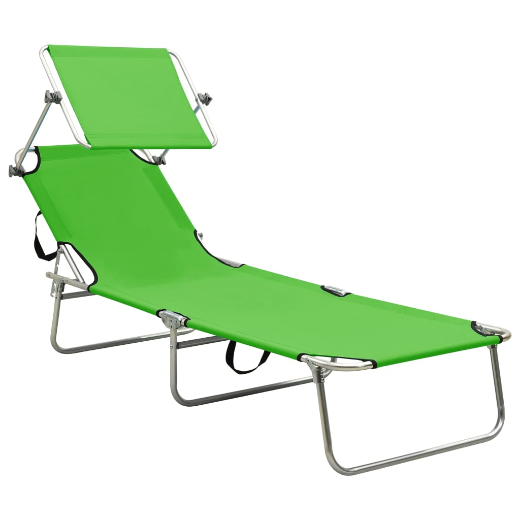 Espreguiçadeira com toldo aço verde-maçã
