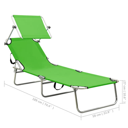 Espreguiçadeira com toldo aço verde-maçã
