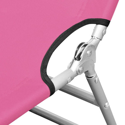 Espreguiçadeira dobrável c/ almofada cabeça aço rosa magenta