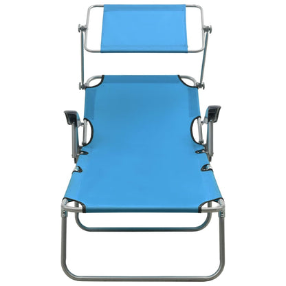 Espreguiçadeira com toldo aço azul