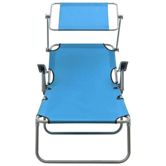 Espreguiçadeira com toldo aço azul