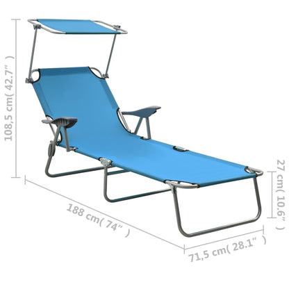 Espreguiçadeira com toldo aço azul