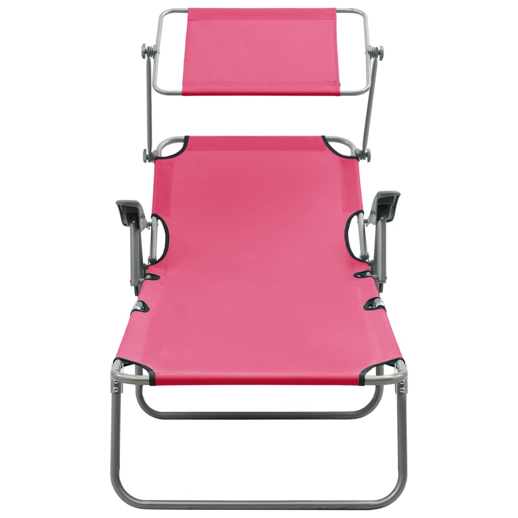Espreguiçadeira com toldo aço rosa