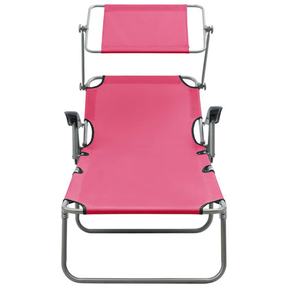 Espreguiçadeira com toldo aço rosa