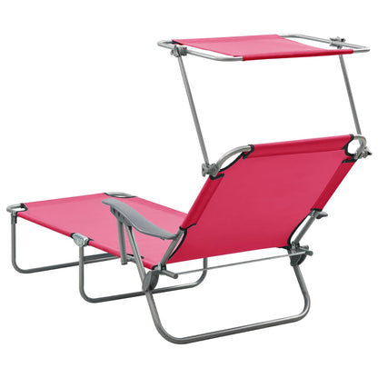 Espreguiçadeira com toldo aço rosa