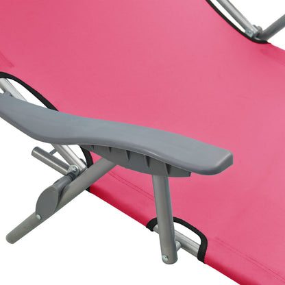 Espreguiçadeira com toldo aço rosa