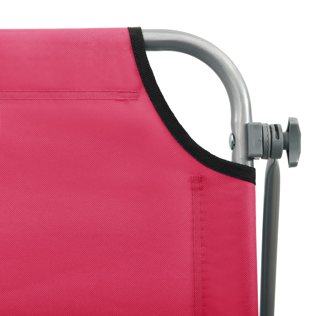 Espreguiçadeira com toldo aço rosa