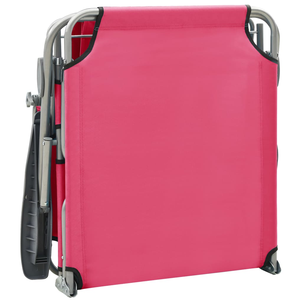 Espreguiçadeira com toldo aço rosa