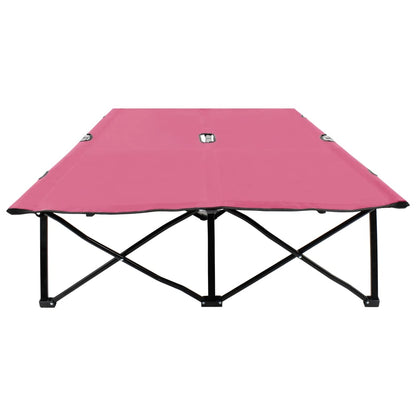 Espreguiçadeira/cama dobrável para 2 pessoas aço cor-de-rosa