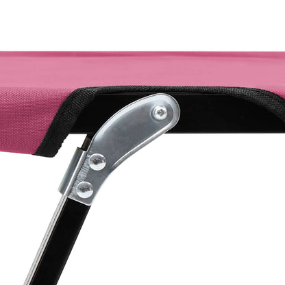 Espreguiçadeira/cama dobrável para 2 pessoas aço cor-de-rosa