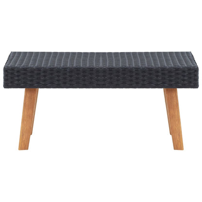 Mesa de centro para jardim vime PE preto