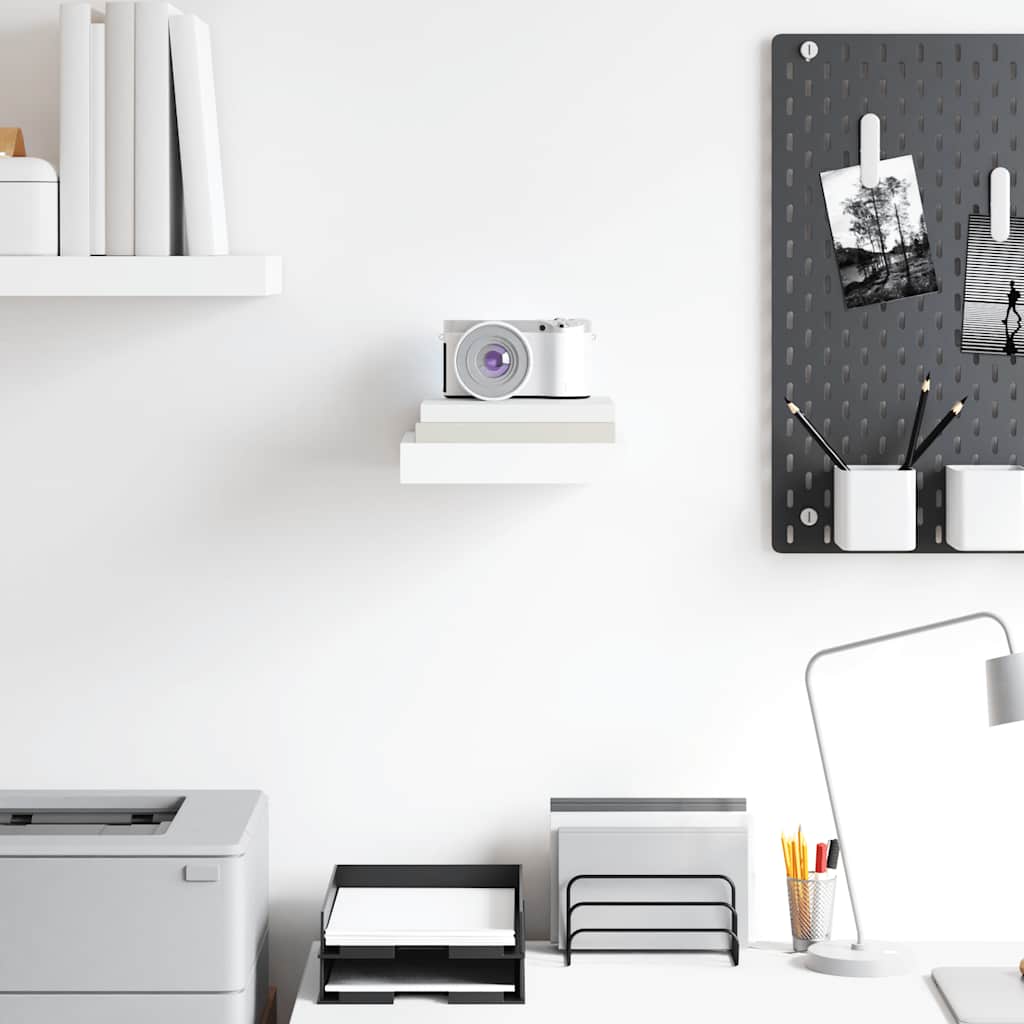 Prateleira parede suspensa 23x23,5x3,8 cm MDF branco brilhante