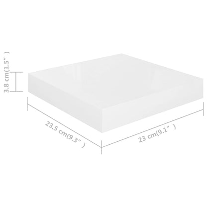 Prateleiras de parede suspensas 2 pcs 23x23,5x3,8cm MDF branco