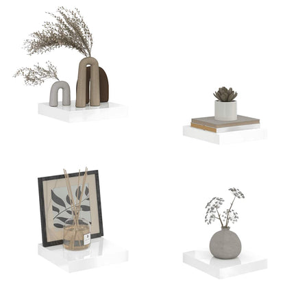 Prateleiras de parede suspensas 4 pcs 23x23,5x3,8cm MDF branco