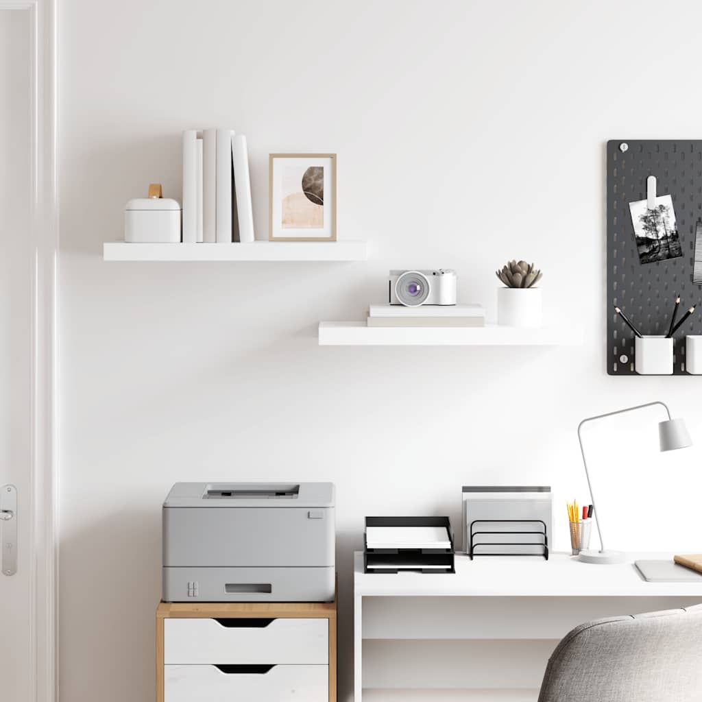 Prateleiras de parede suspensas 2 pcs 60x23,5x3,8cm MDF branco