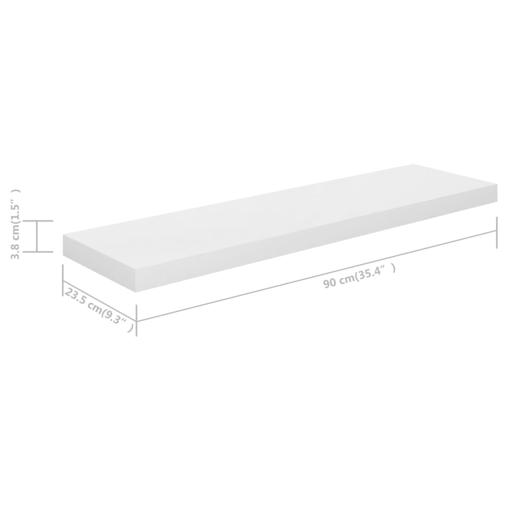 Prateleiras de parede suspensas 4 pcs 90x23,5x3,8cm MDF branco