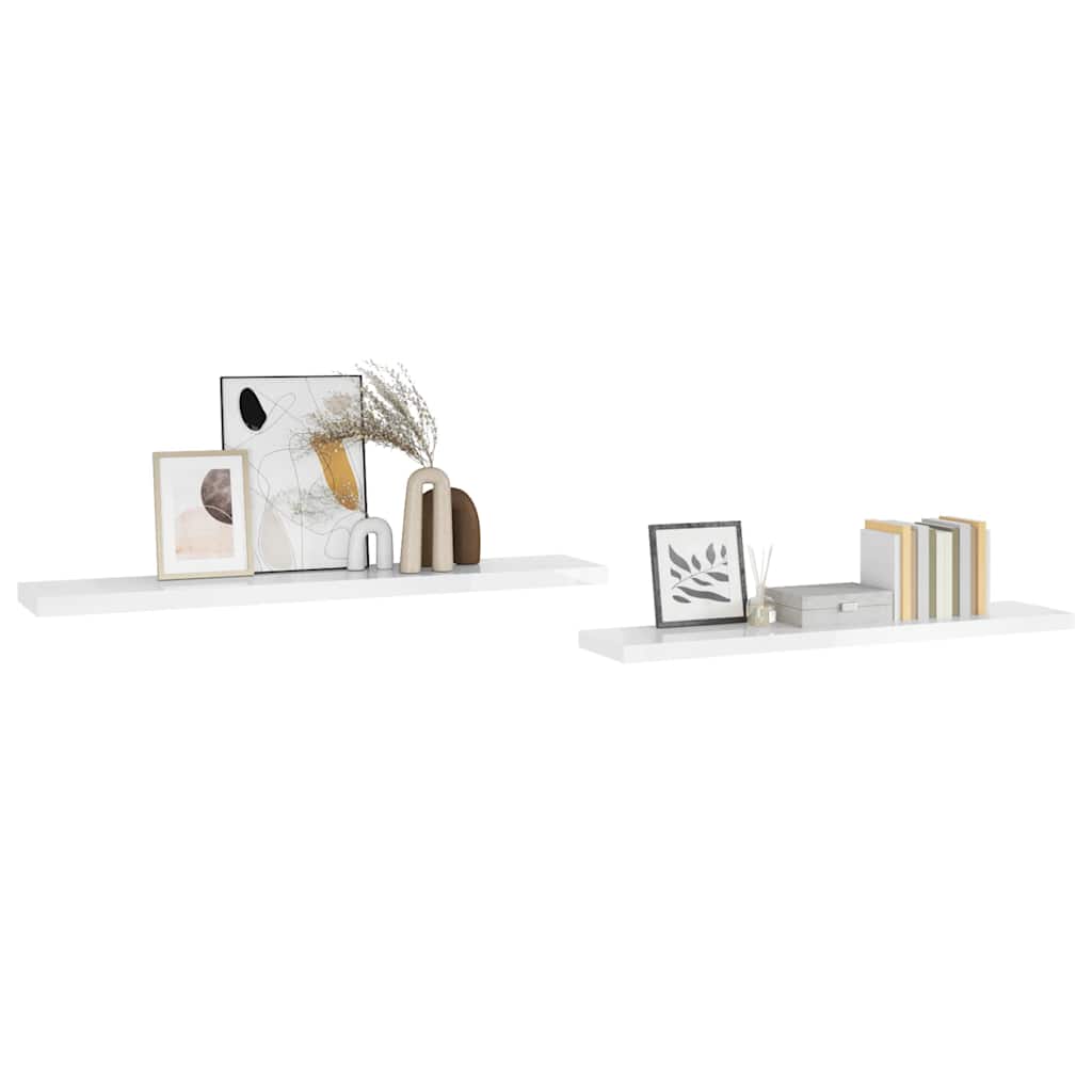 Prateleiras de parede suspensas 2 pcs 120x23,5x3,8cm MDF branco
