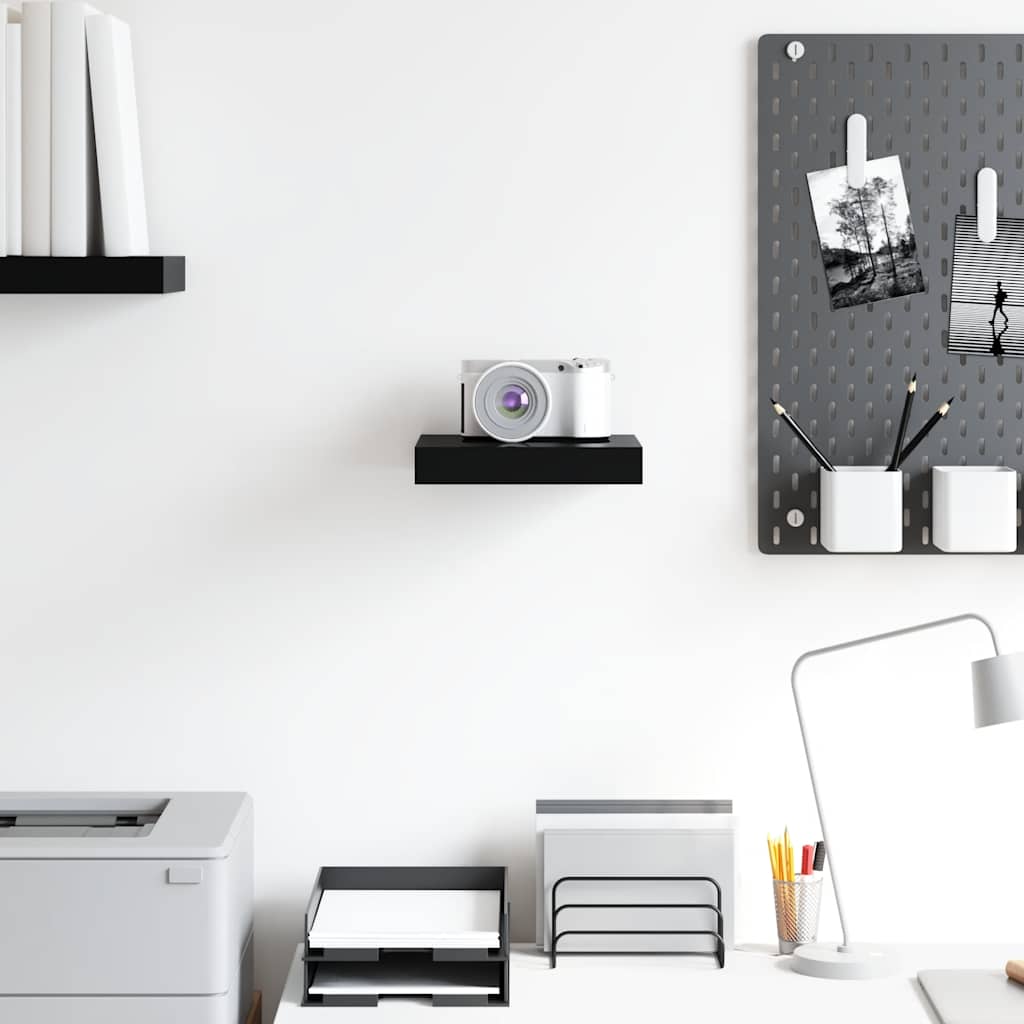 Prateleira parede suspensa 23x23,5x3,8 cm MDF preto brilhante