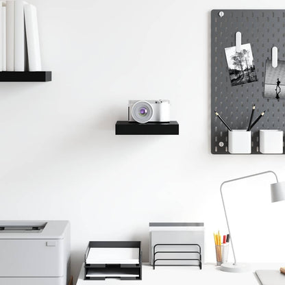 Prateleira parede suspensa 23x23,5x3,8 cm MDF preto brilhante