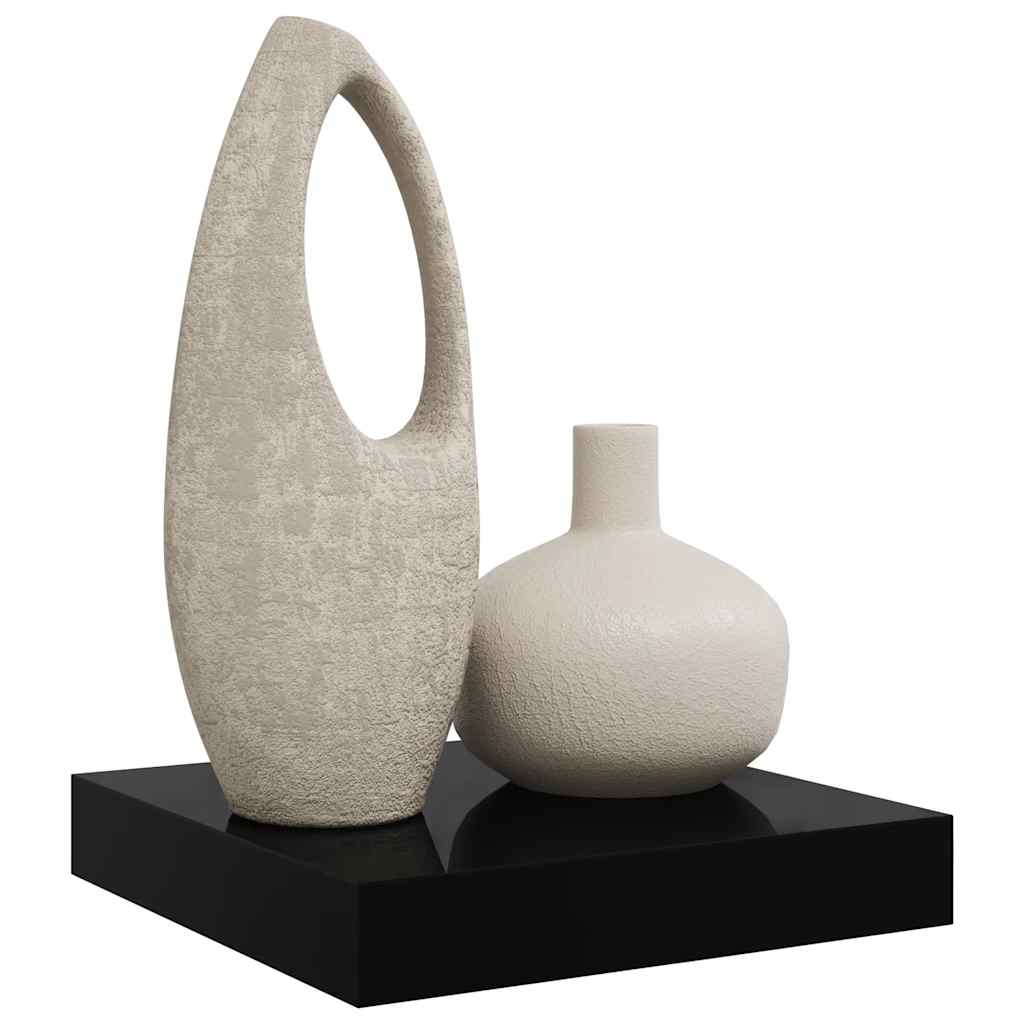 Prateleira parede suspensa 23x23,5x3,8 cm MDF preto brilhante