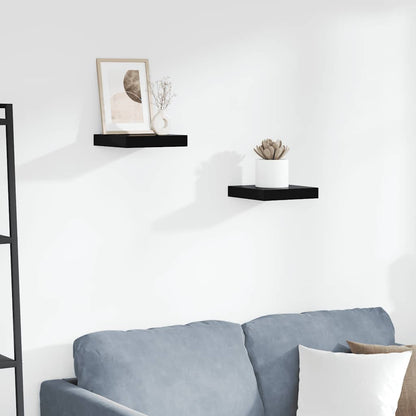 Prateleiras de parede suspensas 2 pcs 23x23,5x3,8cm MDF preto
