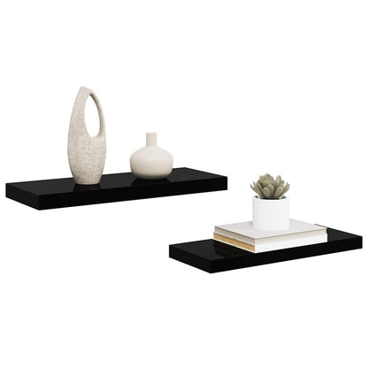 Prateleiras de parede suspensas 2 pcs 60x23,5x3,8 cm MDF preto