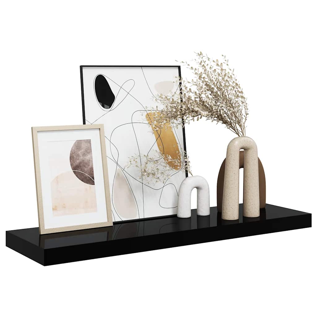 Prateleira de parede suspensa 80x23,5x3,8 cm MDF preto