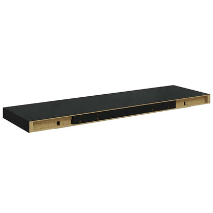 Prateleiras de parede suspensas 2 pcs 80x23,5x3,8cm MDF preto