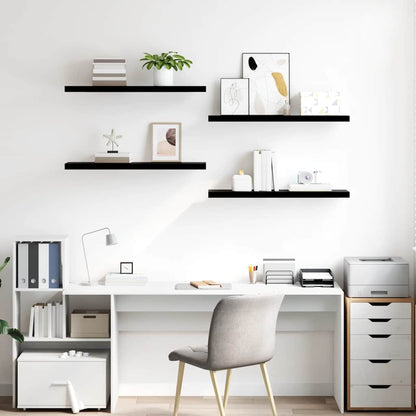Prateleiras de parede suspensas 4 pcs 90x23,5x3,8cm MDF preto