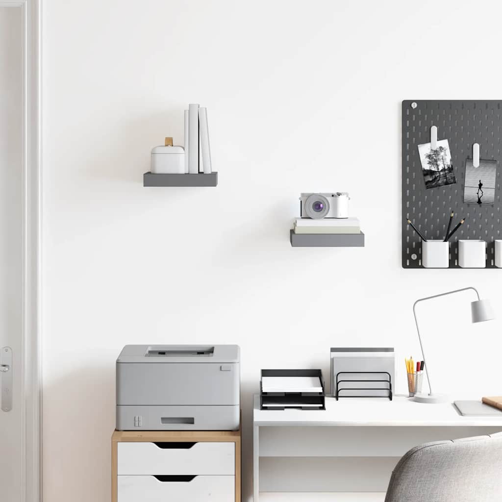 Prateleiras de parede suspensas 2 pcs 23x23,5x3,8cm MDF cinza