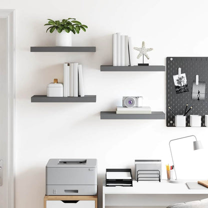 Prateleiras de parede suspensas 4 pcs 50x23x3,8cm MDF cinzento