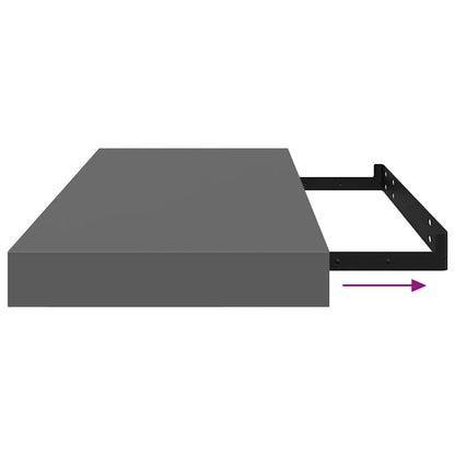 Prateleiras de parede suspensas 2 pcs 60x23,5x3,8cm MDF cinza