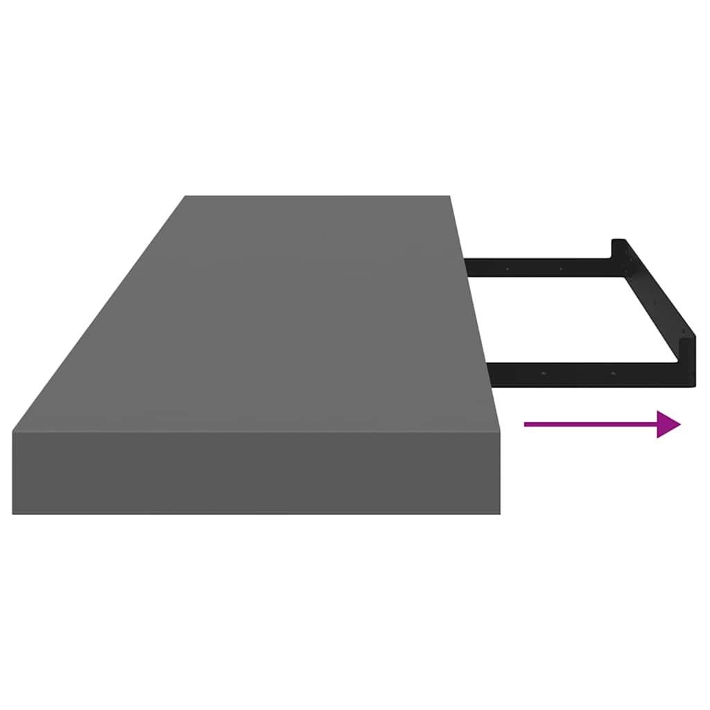 Prateleira de parede suspensa 90x23,5x3,8 cm MDF cinzento