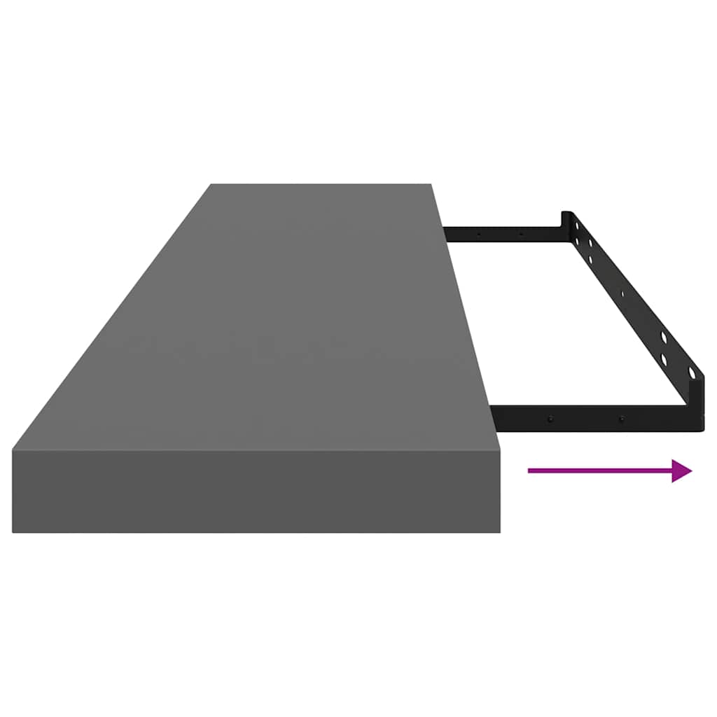 Prateleiras de parede suspensas 2 pcs 120x23,5x3,8cm MDF cinza