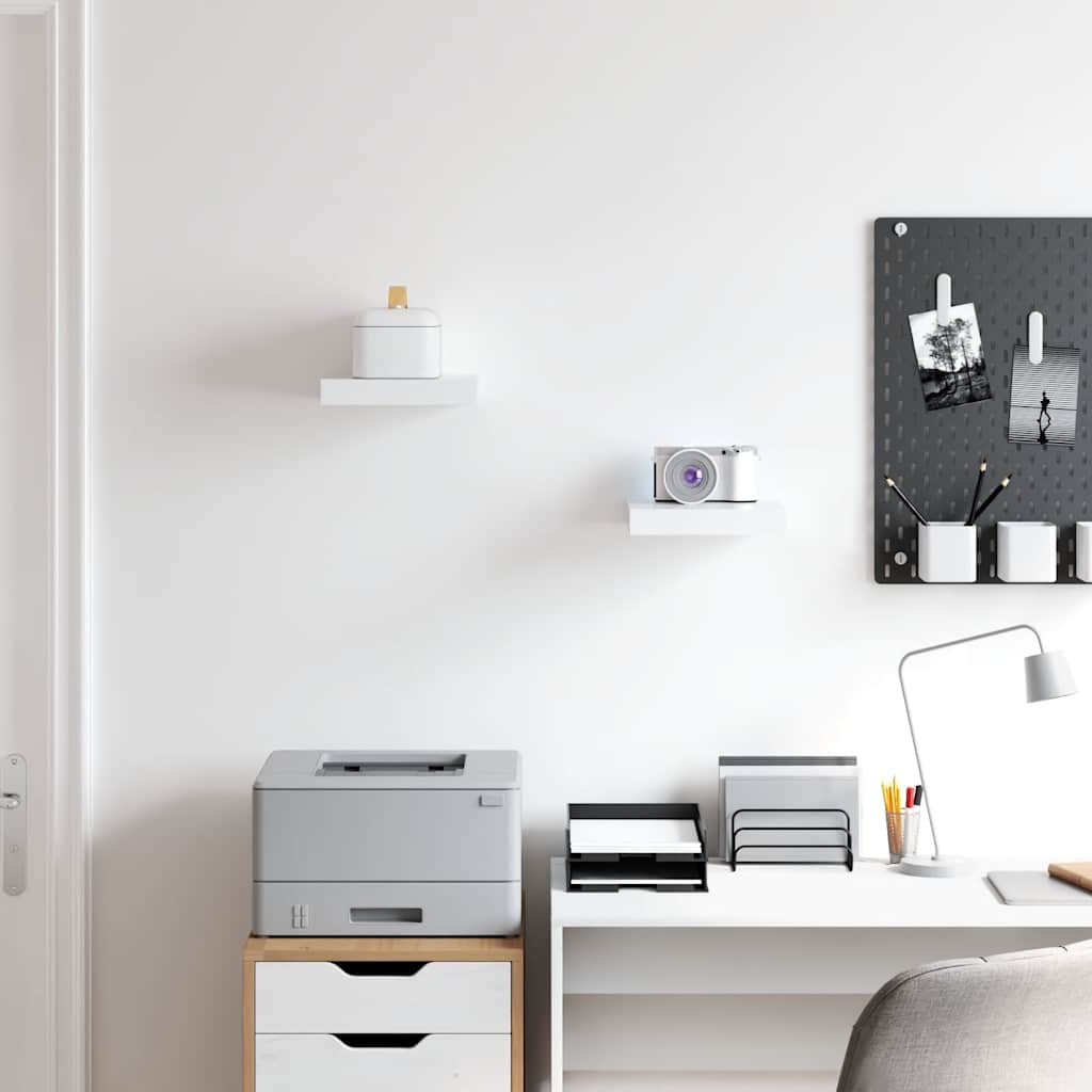 Prateleiras de parede suspensas 2 pcs 23x23,5x3,8cm MDF branco