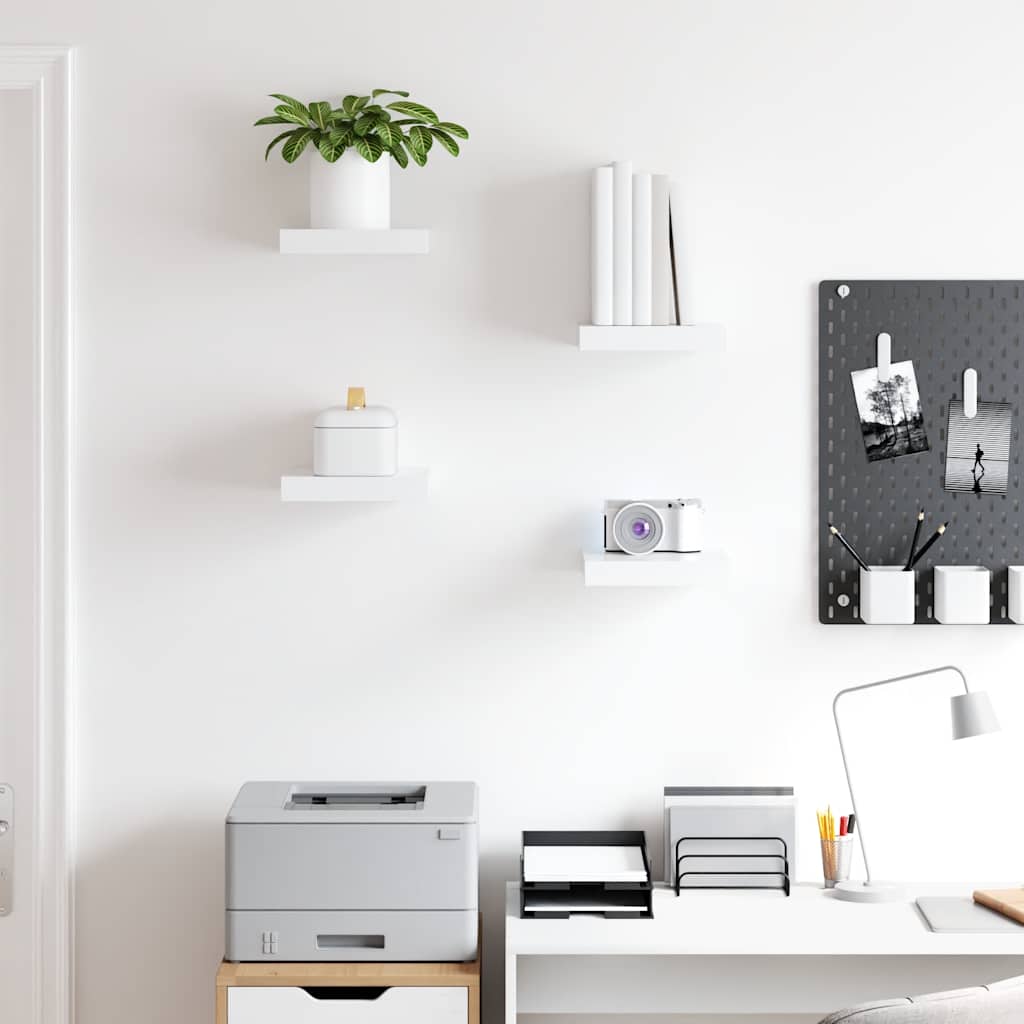 Prateleiras de parede suspensas 4 pcs 23x23,5x3,8cm MDF branco