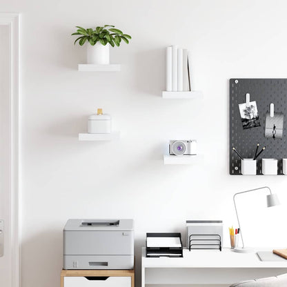 Prateleiras de parede suspensas 4 pcs 23x23,5x3,8cm MDF branco