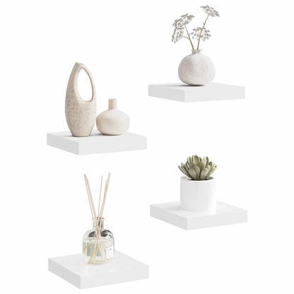 Prateleiras de parede suspensas 4 pcs 23x23,5x3,8cm MDF branco