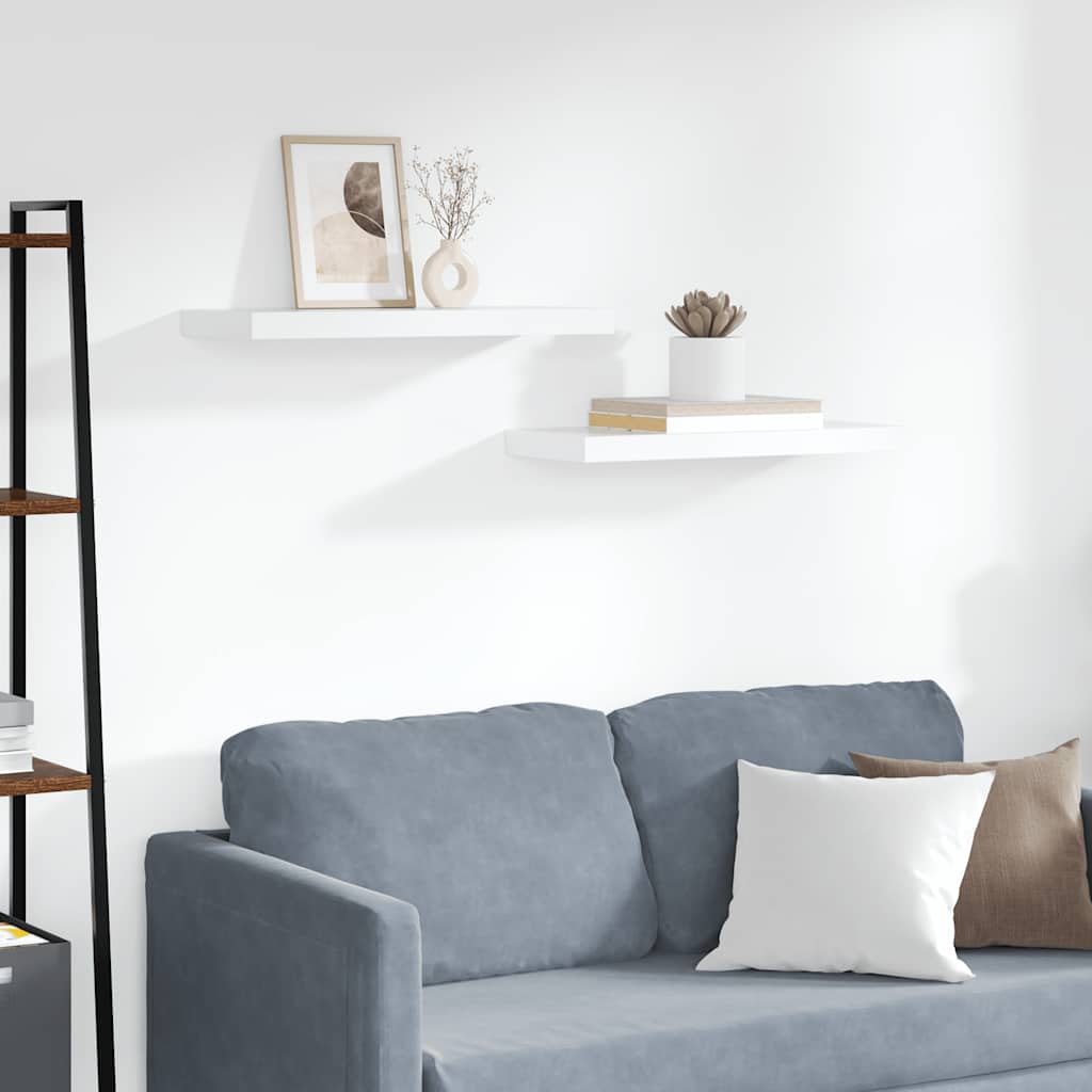 Prateleiras de parede suspensas 2 pcs 60x23,5x3,8cm MDF branco