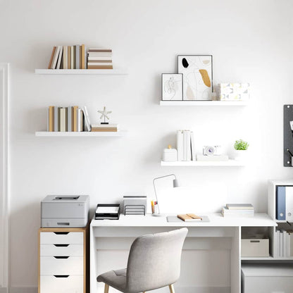 Prateleiras parede suspensas 4 pcs 80x23,5x3,8cm MDF branco