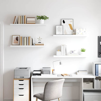Prateleiras parede suspensas 4 pcs 90x23,5x3,8cm MDF branco