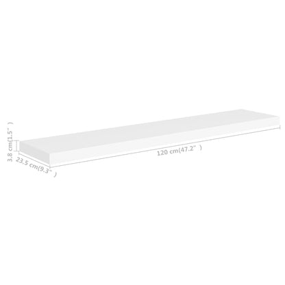 Prateleira de parede suspensa 120x23,5x3,8 cm MDF branco