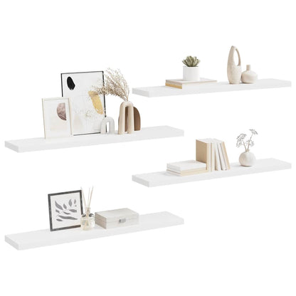 Prateleiras de parede suspensas 4 pcs 120x23,5x3,8cm MDF branco