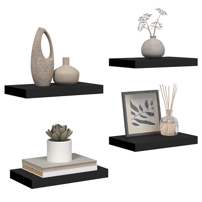Prateleiras de parede suspensas 4 pcs 40x23x3,8cm MDF preto
