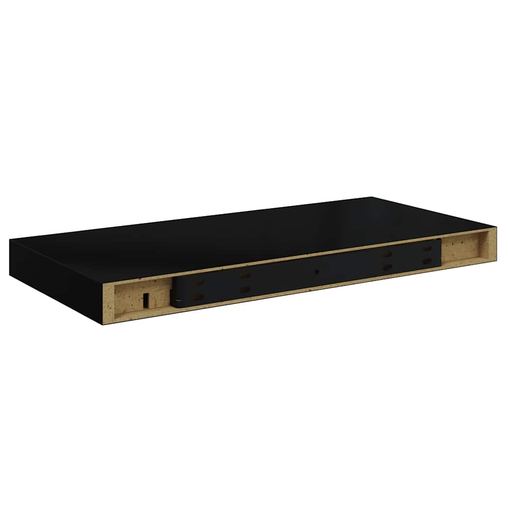 Prateleiras de parede suspensas 2 pcs 50x23x3,8cm MDF preto