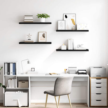 Prateleiras parede suspensas 4 pcs 80x23,5x3,8cm MDF preto