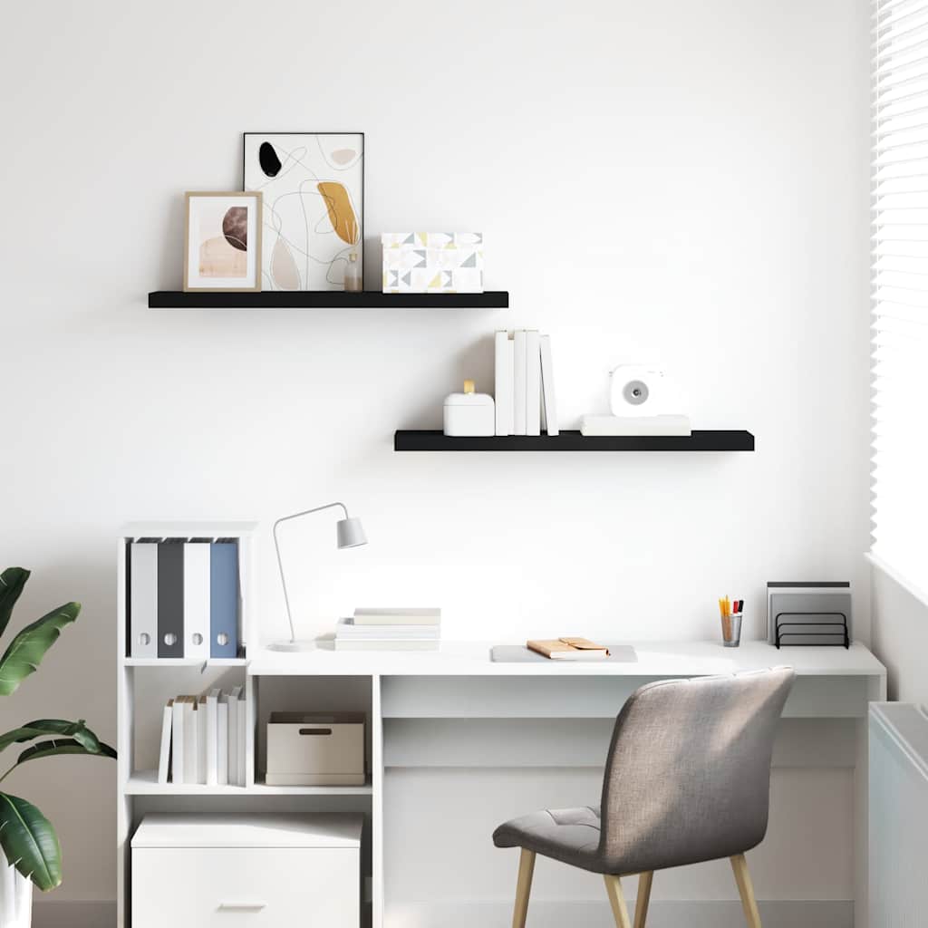 Prateleiras parede suspensas 2 pcs 90x23,5x3,8cm MDF preto
