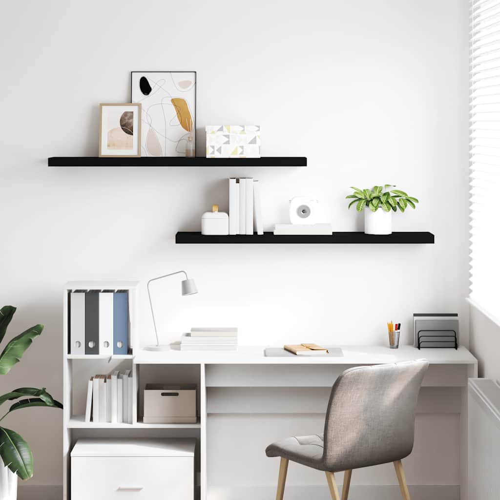Prateleiras de parede suspensas 2 pcs 120x23,5x3,8cm MDF preto