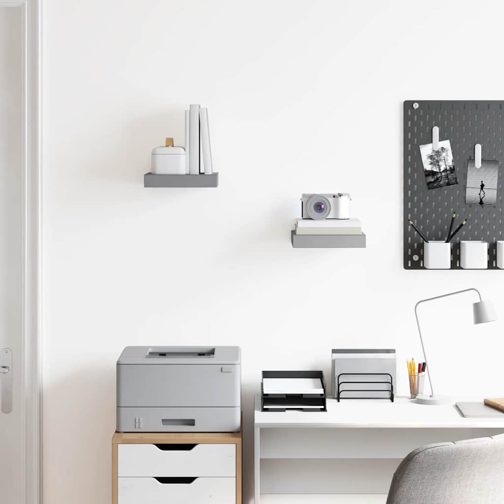 Prateleiras de parede suspensas 2 pcs 23x23,5x3,8cm MDF cinza